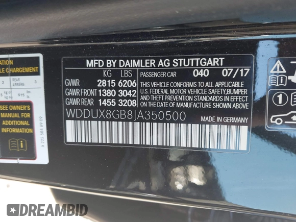 2018 Mercedes-Benz S 560 Maybach with VIN WDDUX8GB8JA350500, listed as a IAAI auction lot 41935111 with 92,181 mi miles and . Bid and sale history available at DreamBid. Image 9.