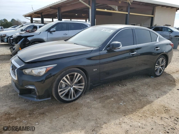 2019 Infiniti Q50 3.0t LUXE with VIN JN1EV7AP9KM516299, listed as a Copart auction lot 45601595 with 66,359 mi miles and Salvage Title. Bid and sale history available at carsss.com. Image 1.