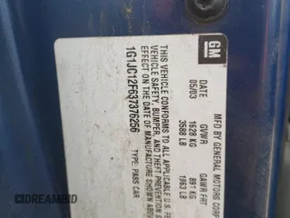 2003 Chevrolet Cavalier with VIN 1G1JC12F637376256, listed as a Copart auction lot 82677964 with Not Provided miles and Salvage Title. Bid and sale history available at DreamBid. Image 12.
