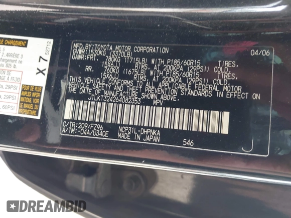 2006 Scion xB with VIN JTLKT324264082353, listed as a IAAI auction lot 42531131 with 264,104 mi miles and . Bid and sale history available at DreamBid. Image 9.