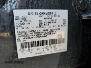 2023 Ford Explorer ST-Line with VIN 1FMSK7KH3PGA98145, listed as a Copart auction lot 82835544 with 26,405 mi miles and Salvage Title. Bid and sale history available at carsss.com. Image 12.