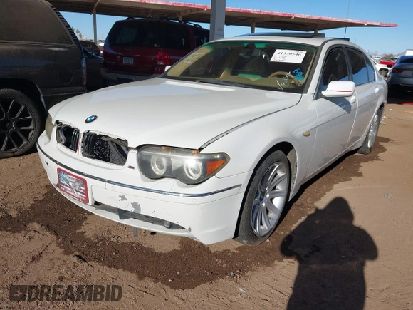 2003 BMW 7 Series 745Li with VIN WBAGN63403DR11506, listed as a IAAI auction lot 41350546 with 193,766 mi miles and . Bid and sale history available at DreamBid. Image 2.