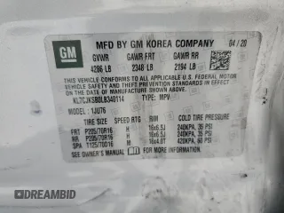 2020 Chevrolet Trax LS with VIN KL7CJKSB0LB340114, listed as a Copart auction lot 61056535 with 42,044 mi miles and Salvage title. Bid and sale history available at DreamBid. Image 13.