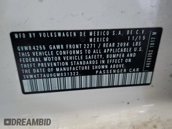 2016 Volkswagen Golf GTI Autobahn with VIN 3VW4T7AU0GM031322, listed as a Copart auction lot 68735734 with 65,964 mi miles and Salvage Title. Bid and sale history available at carsss.com. Image 14.