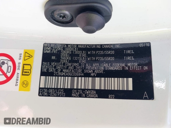 2016 Lexus RX 450h with VIN 2T2BGMCA9GC006844, listed as a IAAI auction lot 41633755 with 44,464 mi miles and . Bid and sale history available at DreamBid. Image 9.