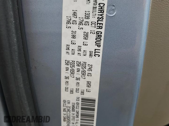 2013 Chrysler Town & Country Touring-L with VIN 2C4RC1CG8DR565461, listed as a Copart auction lot 47395965 with 132,177 mi miles and Salvage Title. Bid and sale history available at carsss.com. Image 13.