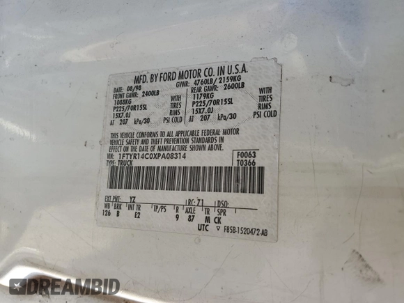 1999 Ford Ranger XL z VIN 1FTYR14C0XPA08314, wystawiony jako Copart lot #78036824 z przebiegiem 341 005 mil mil oraz Szkoda całkowita • Salvage title. Historia ofert i sprzedaży dostępna na DreamBid. Obrazek 12.