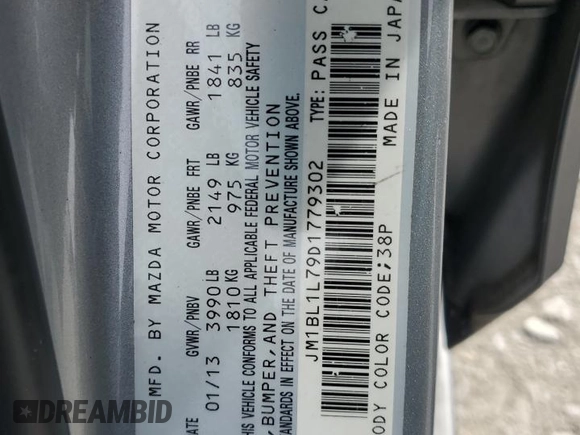 2013 Mazda 3 i Touring with VIN JM1BL1L79D1779302, listed as a Copart auction lot 50829575 with 184,347 mi miles and Salvage Title. Bid and sale history available at carsss.com. Image 12.