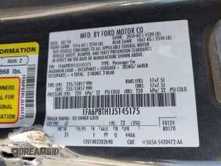 2018 Ford Mustang EcoBoost z VIN 1FA6P8TH1J5145175, wystawiony jako IAAI lot #42268107 z przebiegiem 97 211 mil mil oraz . Historia ofert i sprzedaży dostępna na DreamBid. Obrazek 9.