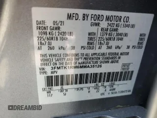 2021 Ford Mustang Mach-E Select z VIN 3FMTK1RM6MMA35126, wystawiony jako Copart lot #53079275 z przebiegiem Nie podano mil oraz Czysty tytuł • Clean title. Historia ofert i sprzedaży dostępna na DreamBid. Obrazek 13.