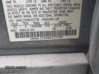 2006 Nissan Altima 2.5 with VIN 1N4AL11D46N325738, listed as a IAAI auction lot 42097809 with 299,243 mi miles. Bid and sale history available at carsss.com. Image 9.