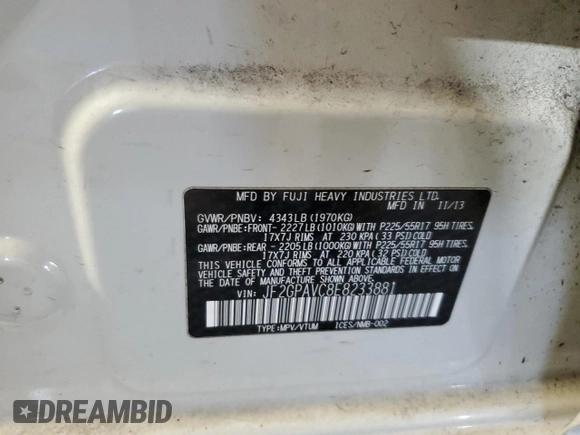 2014 Subaru Crosstrek Premium с VIN JF2GPAVC8E8233881, выставлен на аукционе Copart как лот 59618735 с пробегом 107 501 миль миль и Чистый • Clean title. История ставок и продаж доступна на DreamBid. Изображение 13.