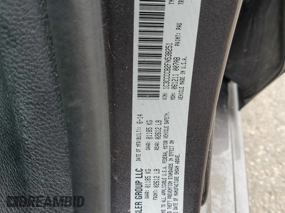 2015 Chrysler 200 C with VIN 1C3CCCCB2FN538251, listed as a Copart auction lot 51273775 with 156,907 mi miles and Salvage Title. Bid and sale history available at carsss.com. Image 12.