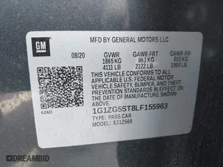 2020 Chevrolet Malibu RS with VIN 1G1ZG5ST8LF155963, listed as a IAAI auction lot 41698638 with 39,914 mi miles. Bid and sale history available at carsss.com. Image 9.