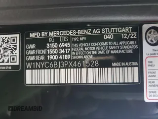 2023 Mercedes-Benz G 550 with VIN W1NYC6BJ3PX461528, listed as a Copart auction lot 87510075 with 19,992 mi miles and Salvage Title. Bid and sale history available at DreamBid. Image 16.