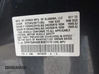 2014 Acura MDX Tech Pkg with VIN 5FRYD4H48EB007470, listed as a IAAI auction lot 42123432 with 186,942 mi miles. Bid and sale history available at carsss.com. Image 9.
