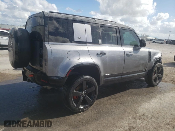 2023 Land Rover Defender X with VIN SALEXEEU6P2136280, listed as a Copart auction lot 77014604 with 27,736 mi miles and Salvage title. Bid and sale history available at DreamBid. Image 3.