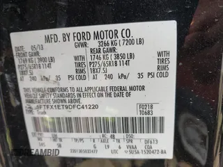 2013 Ford F-150 XL with VIN 1FTFX1ET9DFC41220, listed as a IAAI auction lot 42229913 with 181,404 mi miles and . Bid and sale history available at DreamBid. Image 9.