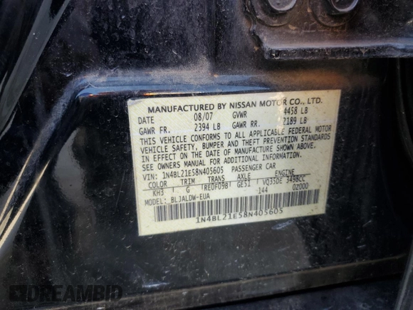 2008 Nissan Altima 3.5 SE with VIN 1N4BL21E58N405605, listed as a Copart auction lot 56522224 with 117,119 mi miles and Non Repairable. Bid and sale history available at carsss.com. Image 15.