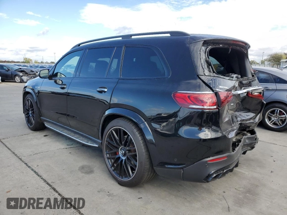 2021 Mercedes-Benz GLS 63 AMG with VIN 4JGFF8KEXMA308157, listed as a Copart auction lot 74989543 with 27,440 mi miles and . Bid and sale history available at DreamBid. Image 2.