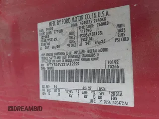 2003 Ford Ranger XL Fleet с VIN 1FTYR44V33TA12927, выставлен на аукционе IAAI как лот 42422845 с пробегом 205 305 миль миль и . История ставок и продаж доступна на DreamBid. Изображение 9.
