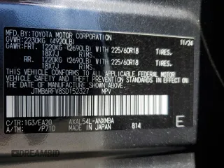 2025 Toyota RAV4 Hybrid XLE Premium with VIN JTMB6RFV8SD152327, listed as a Copart auction lot 53573615 with 12,830 mi miles and Salvage title. Bid and sale history available at DreamBid. Image 14.