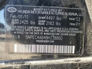 2011 Hyundai Sonata Limited with VIN 5NPEC4AB4BH238802, listed as a Copart auction lot 85743644 with 169,644 mi miles and Salvage Title. Bid and sale history available at DreamBid. Image 12.