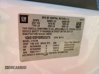 2013 GMC Yukon Denali with VIN 1GKS1EEF0DR323275, listed as a Copart auction lot 47803375 with 120,650 mi miles and Salvage Title. Bid and sale history available at carsss.com. Image 15.