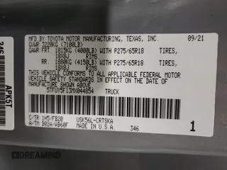 2021 Toyota Tundra SR with VIN 5TFUY5F13MX044854, listed as a Copart auction lot 45607375 with 40,448 mi miles and Salvage title. Bid and sale history available at DreamBid. Image 12.