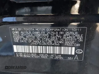 2012 Lexus IS 250 z VIN JTHCF5C28C5054366, wystawiony jako IAAI lot #41959812 z przebiegiem 77 561 mil mil oraz . Historia ofert i sprzedaży dostępna na DreamBid. Obrazek 9.