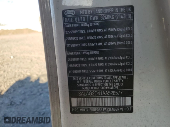 2010 Land Rover LR4 HSE с VIN SALAG2D41AA528577, выставлен на аукционе Copart как лот 48017715 с пробегом 132 546 миль миль и Чистый • Clean title. История ставок и продаж доступна на DreamBid. Изображение 13.