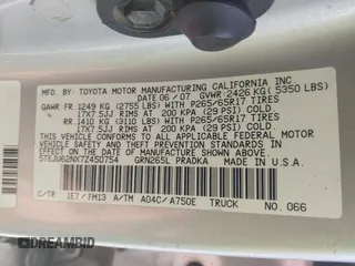 2007 Toyota Tacoma PreRunner с VIN 5TEJU62NX7Z450754, выставлен на аукционе IAAI как лот 42167915 с пробегом 221 560 миль миль и . История ставок и продаж доступна на DreamBid. Изображение 9.
