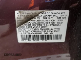 2010 Acura ZDX Tech Pkg with VIN 2HNYB1H45AH503945, listed as a Copart auction lot 49806025 with 135,283 mi miles and Salvage Title. Bid and sale history available at carsss.com. Image 14.