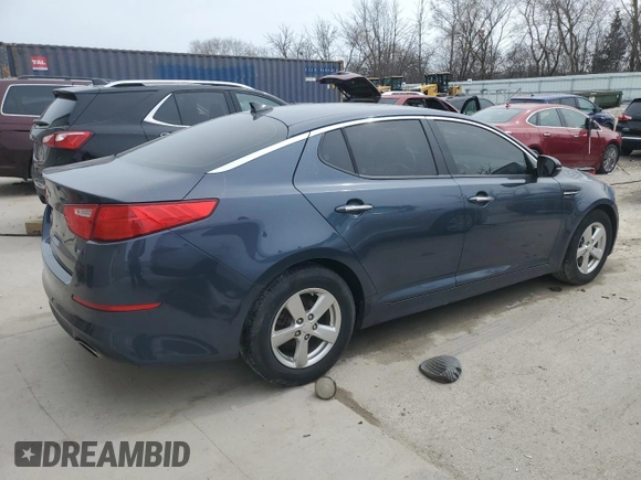 2015 Kia Optima LX with VIN 5XXGM4A78FG483699, listed as a Copart auction lot 50374375 with 110,619 mi miles and Salvage Title. Bid and sale history available at DreamBid. Image 3.