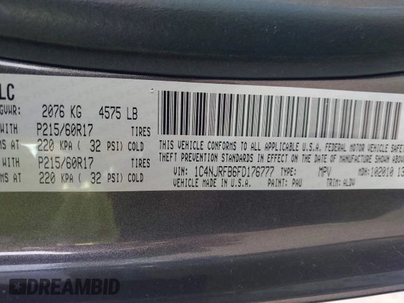 2015 Jeep Patriot High Altitude с VIN 1C4NJRFB6FD176777, выставлен на аукционе IAAI как лот 42381159 с пробегом 139 530 миль миль и . История ставок и продаж доступна на DreamBid. Изображение 9.