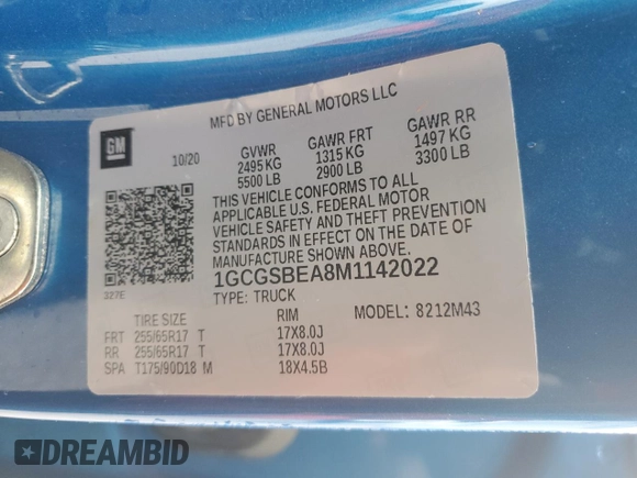 2021 Chevrolet Colorado 2WD Work Truck with VIN 1GCGSBEA8M1142022, listed as a Copart auction lot 51664265 with 56,130 mi miles and Salvage title. Bid and sale history available at DreamBid. Image 13.