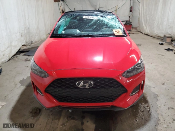 2019 Hyundai Veloster Turbo R-Spec with VIN KMHTH6AB8KU013806, listed as a Copart auction lot 67036063 with 15,599 mi miles. Bid and sale history available at carsss.com. Image 5.
