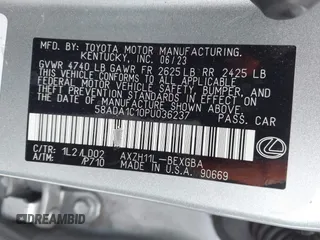2023 Lexus ES 300h with VIN 58ADA1C10PU036237, listed as a IAAI auction lot 41914763 with 64,193 mi miles and . Bid and sale history available at DreamBid. Image 9.