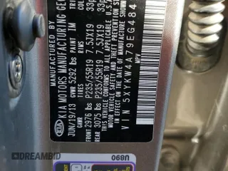 2014 Kia Sorento SX Limited with VIN 5XYKW4A79EG484147, listed as a Copart auction lot 67892894 with Not Provided miles and Non Repairable. Bid and sale history available at carsss.com. Image 13.