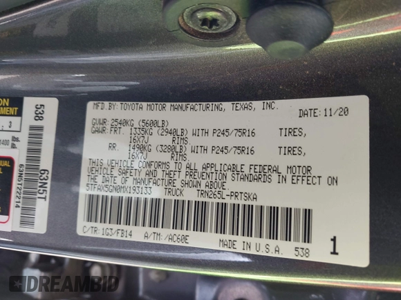 2021 Toyota Tacoma SR z VIN 5TFAX5GN0MX193133, wystawiony jako IAAI lot #41758415 z przebiegiem 25 827 mil mil oraz . Historia ofert i sprzedaży dostępna na DreamBid. Obrazek 9.