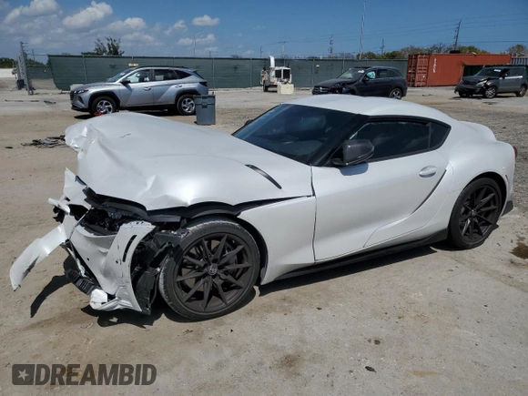 2025 Toyota GR Supra 3.0 with VIN WZ1DB0G09SW069188, listed as a Copart auction lot 49242215 with 0 mi miles and Salvage Title. Bid and sale history available at carsss.com. Image 1.