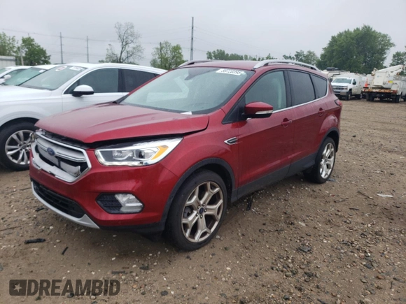 2019 Ford Escape Titanium with VIN 1FMCU9J97KUC01825, listed as a Copart auction lot 59720395 with 52,425 mi miles and Clean title. Bid and sale history available at DreamBid. Image 1.