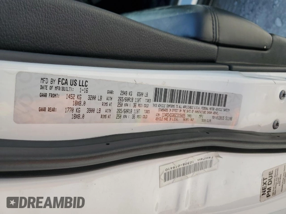 2016 Dodge Durango Limited with VIN 1C4RDHDG8GC315025, listed as a Copart auction lot 67475654 with 121,720 mi miles and Salvage Title. Bid and sale history available at carsss.com. Image 13.