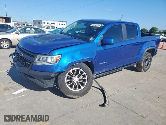 2020 Chevrolet Colorado 4WD ZR2 with VIN 1GCGTEEN6L1104160, listed as a Copart auction lot 56140705 with 70,683 mi miles and Salvage title. Bid and sale history available at DreamBid. Image 1.