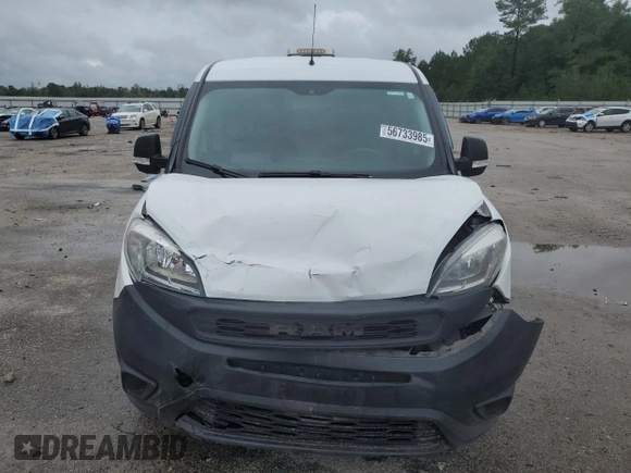 2019 Ram ProMaster City Cargo Tradesman with VIN ZFBHRFAB9K6M61891, listed as a Copart auction lot 56733985 with 81,763 mi miles and Salvage title. Bid and sale history available at DreamBid. Image 5.