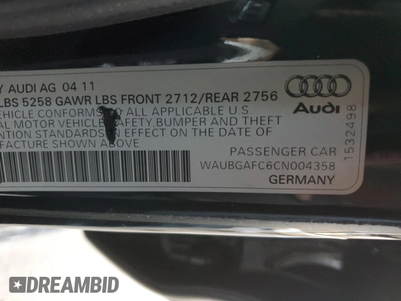 2012 Audi A6 Premium Plus z VIN WAUBGAFC6CN004358, wystawiony jako Copart lot #61039735 z przebiegiem 131 338 mil mil oraz Czysty tytuł • Clean title. Historia ofert i sprzedaży dostępna na DreamBid. Obrazek 12.