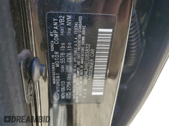 2014 Hyundai Equus Signature with VIN KMHGH4JH9EU083832, listed as a Copart auction lot 50416535 with 92,508 mi miles and Salvage Title. Bid and sale history available at DreamBid. Image 14.