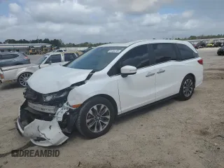 2022 Honda Odyssey EX-L z VIN 5FNRL6H71NB002691, wystawiony jako Copart lot #51344185 z przebiegiem 62 820 mil mil oraz Szkody całkowita. Historia ofert i sprzedaży dostępna na DreamBid. Obrazek 1.