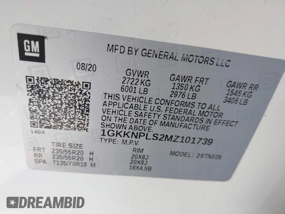 2021 GMC Acadia Denali with VIN 1GKKNPLS2MZ101739, listed as a IAAI auction lot 41497644 with 45,862 mi miles and . Bid and sale history available at carsss.com. Image 9.