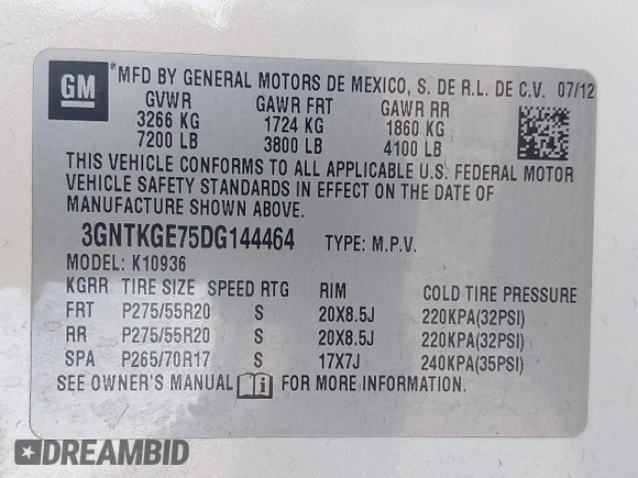 2013 Chevrolet Avalanche LTZ с VIN 3GNTKGE75DG144464, выставлен на аукционе IAAI как лот 42502256 с пробегом 116 237 миль миль и . История ставок и продаж доступна на DreamBid. Изображение 9.
